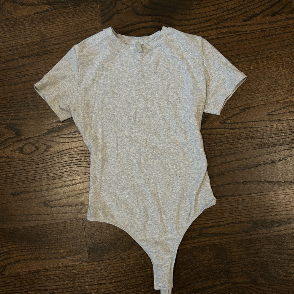 SKIMS Gray Short Sleeve Bodysuit